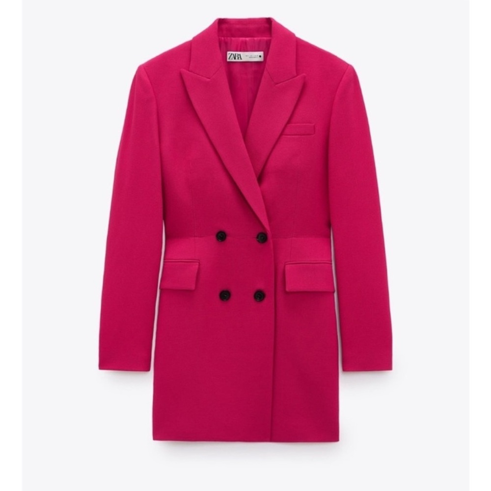 Zara Fuchsia Double-Breasted Blazer